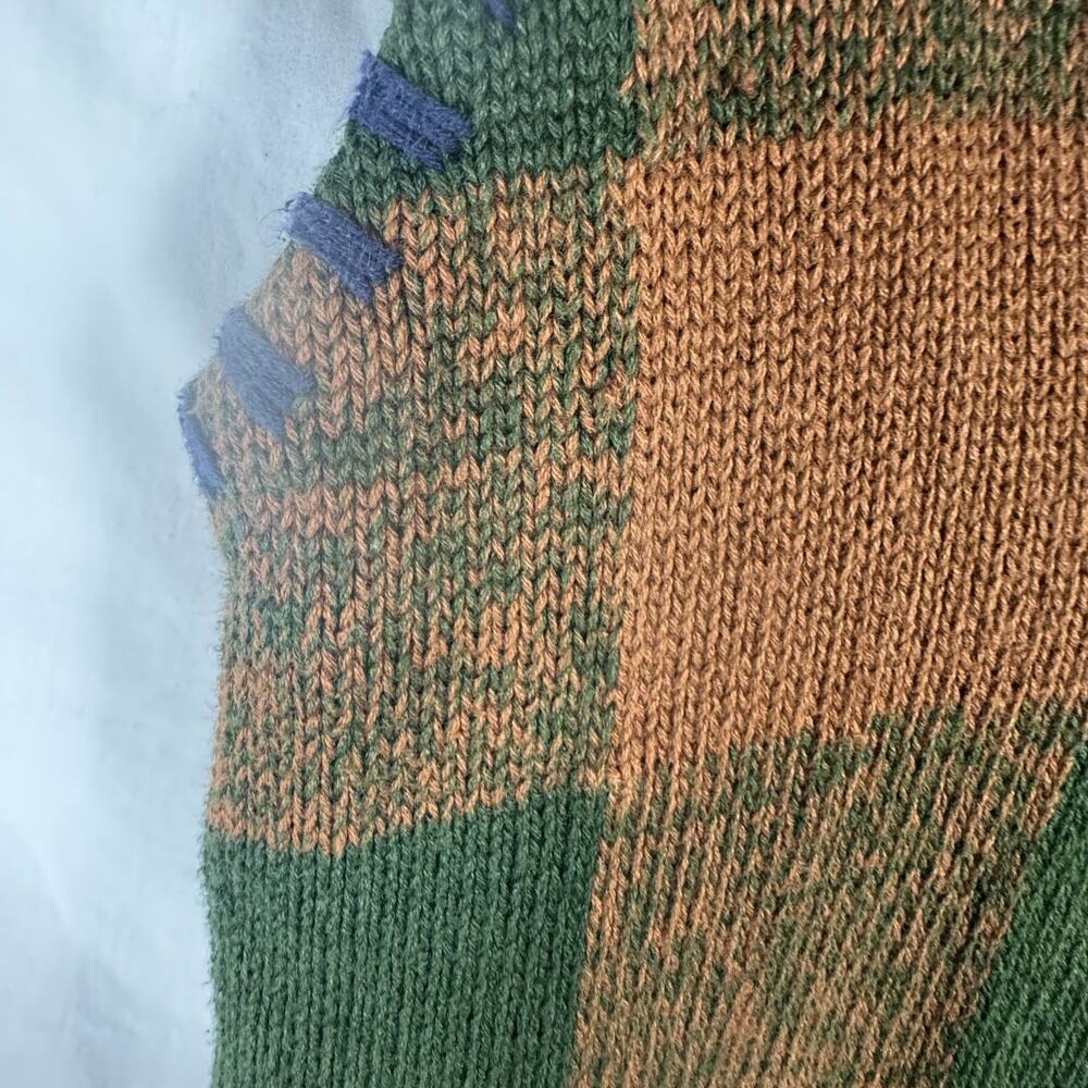 Vintage 90s Gina Peters Knit Plaid Embroidered Button Sweater Vest Size Medium - Picture 3 of 14